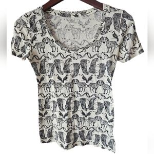 URBAN OUTFITTERS Scoop Neck Zebra Toucan Short Sleeve Graphic T Shirt XS Stretch